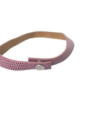 Pink Faux Snakeskin Leather Bracelet Wristband Snap Closure